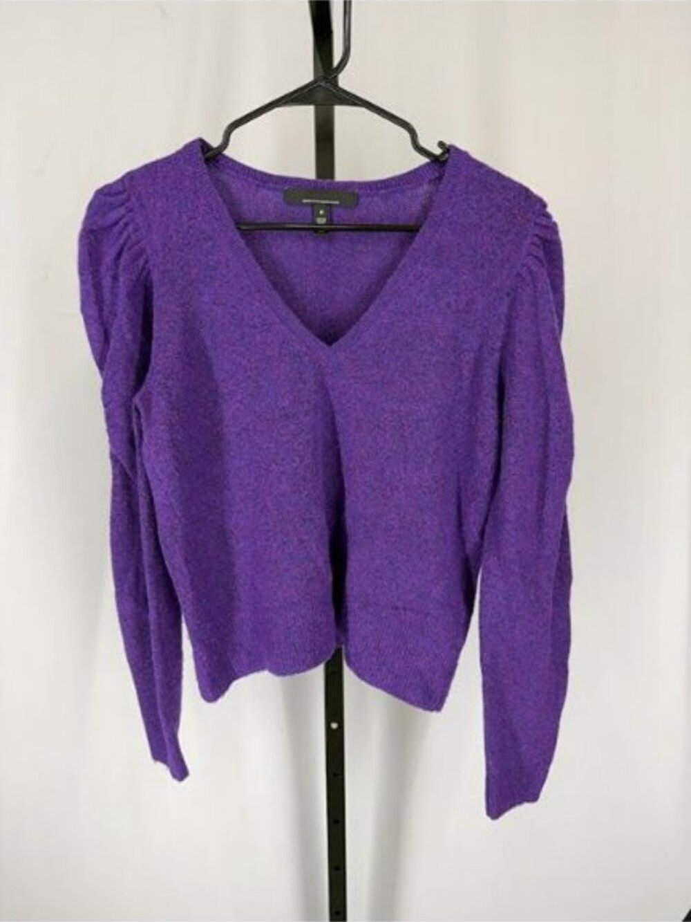 White House Black Market Purple Puff Sleeve Sweater